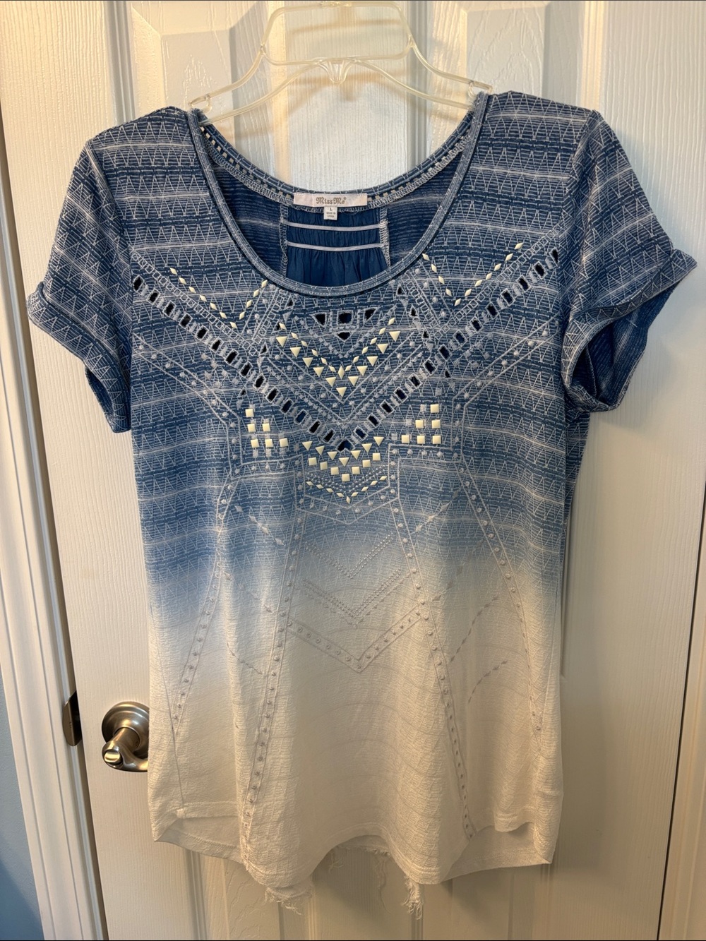 Women’s Miss Me Embellished Short-Sleeve Women's Top, Size L